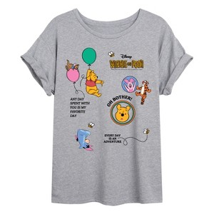 Women's - Winnie The Pooh - Balloon Collage Oversized Graphic T-Shirt - 1 of 4