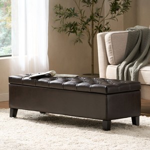 NicBex Contemporary Design Ottoman with Storage, Versatile Foot Stools Ottoman with Wood Legs and Soft Pressure Hinges for Living Room, Dark Brown - 1 of 4