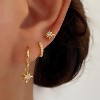 Gold Earrings for Women, 14k Gold Plated Dangle Huggie Earrings for Women Trendy Dainty Gold Hoop Earring Stacks Pearl Chain Drop Cartilage - 2 of 4