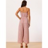 Seta T Women's Spaghetti Straps Sleeveless V Neck Tie Waist Split Wide Leg Jumpsuits - 3 of 4