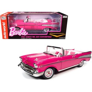 1957 Chevrolet Bel Air Convertible Pink "Barbie" "Silver Screen Machines" 1/18 Diecast Model Car by Auto World - 1 of 4
