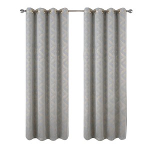 RT Designers Collection Heathrow Halo Foil Blackout Polyester Window Curtain Grommet Panel 52" x 84" Silver - 1 of 4