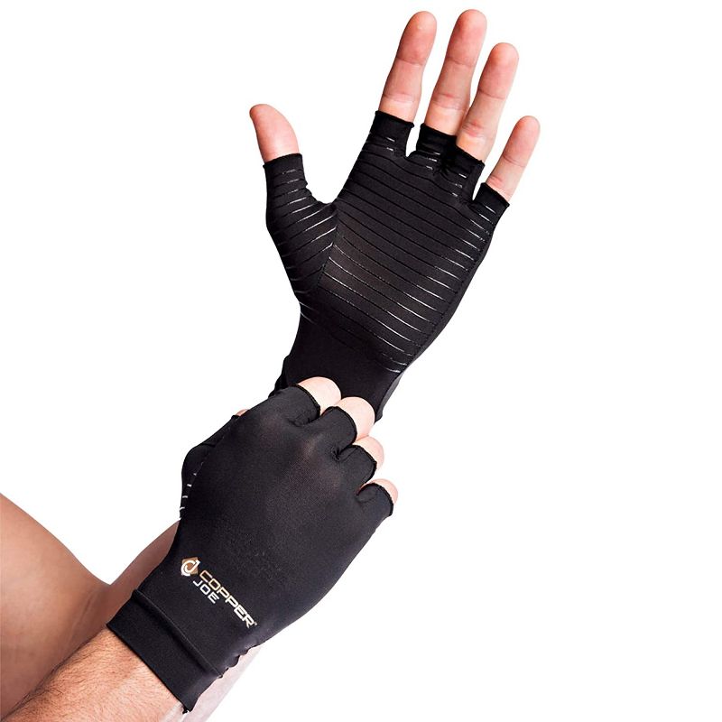 Copper Joe Arthritis Half Finger Gloves - for Gaming, Wrist Support Brace, Carpal Tunnel, Rheumatoid and Tendonitis for Men & Women 1 Pair, 1 of 7