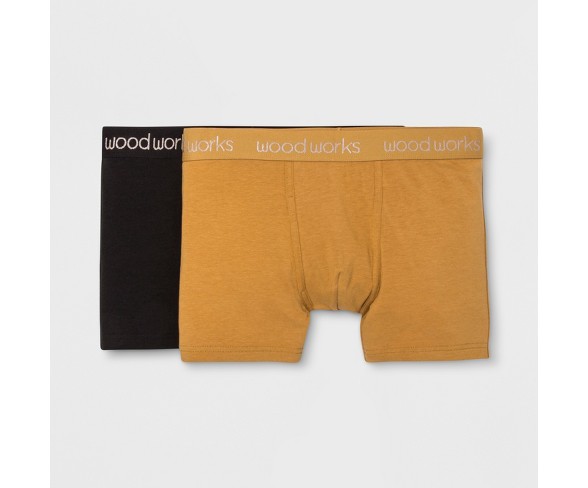 Men's Wood Works 2pk Boxer Briefs - Gold/ Black S