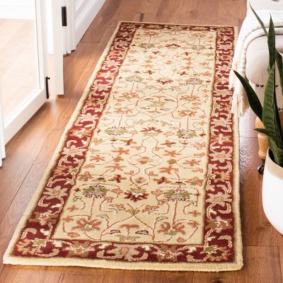 Elegant Heritage Round Red & Ivory Wool Area Rug, 24"