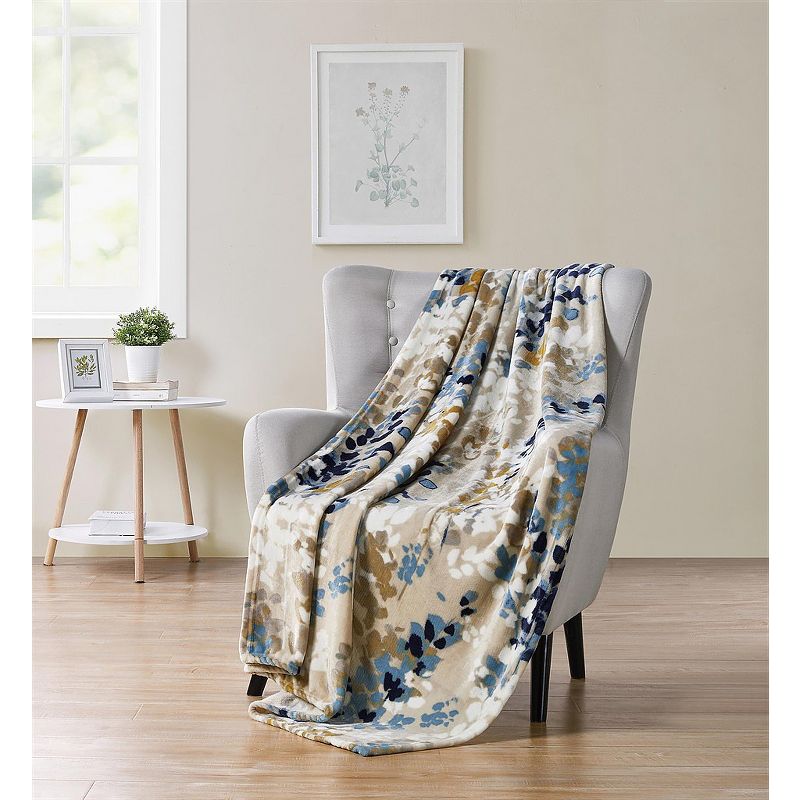 Kate Aurora Modern Floral Ultra Soft & Plush Throw Blanket Cover - 50 in. W x 70 in. L, 1 of 2
