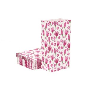 Unique Bargains Paper Gift Bag Pack Pink Flower Storage Bag for Party Favor - 1 of 4