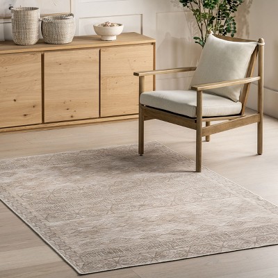Riya Beige Geometric Washable Cotton Area Rug