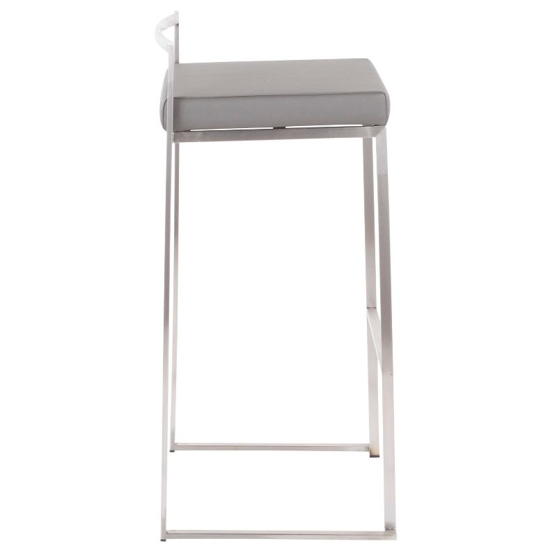 Set of 2 34&#34; Fuji Contemporary Stackable Barstools Gray - LumiSource, 4 of 13