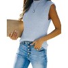 Womens Cap Sleeve Pullover Sweater Knit Tank Tops Crew Neck Sweater - 3 of 4