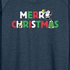 Women's - Peanuts - Merry Christmas Stacked Lightweight French Terry Wide Neck Long Sleeve Shirt - 2 of 4