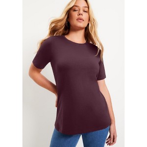 June + Vie by Roaman's Women's Plus Size Short-Sleeve Crewneck One + Only Tee - 1 of 4