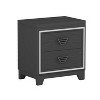 Elegant Nightstand with Metal Handles and Sparkling Shiny Decoration, Bedside Table/End Table with 2 Drawers 4S - ModernLuxe - 4 of 4