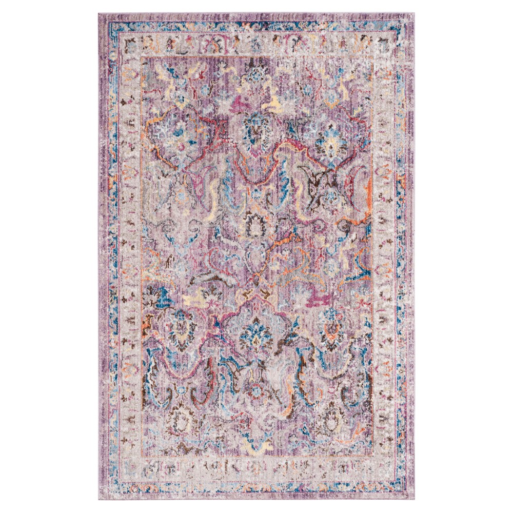 Lavender/Light Gray Floral Loomed Accent Rug 4'x6' - Safavieh