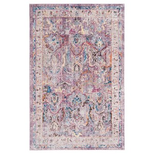 Lavender/Light Gray Floral Loomed Accent Rug 4