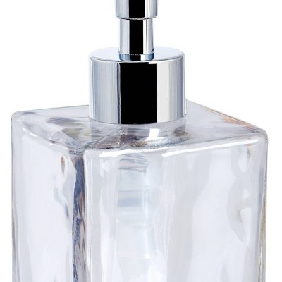 Clear Glass Iridescent Soap and Lotion Dispenser with Chrome Pump