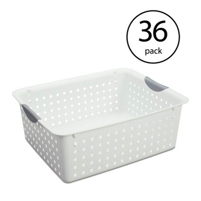 Sterilite Large Plastic Bin Organizer Storage Basket w/ Handles, White (36 Pack)