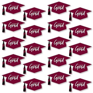 Big Dot of Happiness Maroon Graduation Hat Decorations - DIY Large Party Essentials - 20 Count - 1 of 4