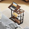 Costway Mobile Stand up Desk with Tilting Tabletop Storage Shelves Wheels for Living Room Gray/Brown - 2 of 4