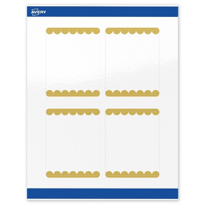 Avery Printable Rectangle Labels, Gold Edge Dots, 4" x 3-1/3", Glossy White Rectangle Labels, Permanent, Laser/Inkjet, 40ct, Great for Product Labels