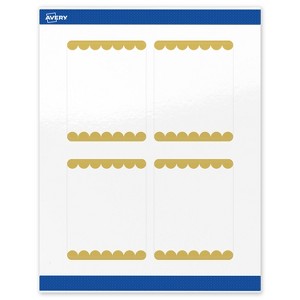 Avery Printable Rectangle Labels, Gold Edge Dots, 4" x 3-1/3", Glossy White Rectangle Labels, Permanent, Laser/Inkjet, 40ct, Great for Product Labels - 1 of 4