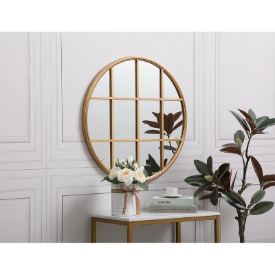Contemporary Gold Wood Framed 28" Square Wall Mirror