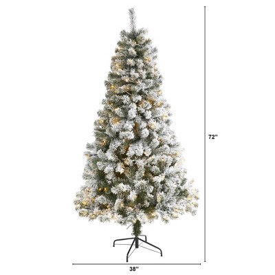 6ft Pre-Lit Flocked Fir Artificial Christmas Tree with Clear LED Lights