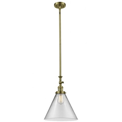 Cone - 1 Light Stem Hung Tiltable Mini Pendant In Industrial Style-18 Inches Tall and 12 Inches Wide