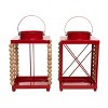 Transpac Metal Red Beaded Lantern Set of 2 Christmas Home Decorations - 2 of 4