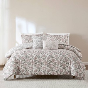 Lush Décor Full/Queen Zara Floral Block Reversible Comforter Pink - 1 of 4
