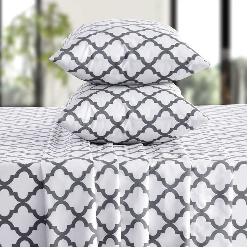 4 Piece Geometric Patterns Deep Pocket Sheet Set Printed Bed Sheets with Pillowcase Premium Soft Microfiber Sheets, 2 of 6