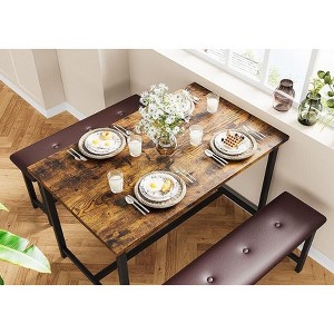 Acekool Dining Table Set with 2 Upholstered Benches, Space-Saving Table for Apartment or Dining Room - 1 of 4