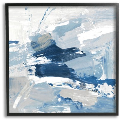 Stupell Industries Abstract Brushed Blue Painting Framed Giclee Art