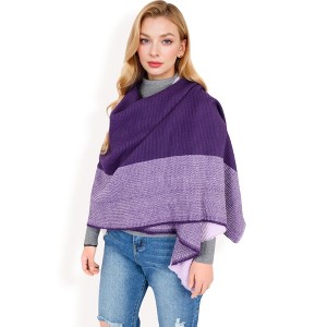 Anna-Kaci Women's Color Block Knitted Scarf with Gradient Design and Soft Warm Fabric - 1 of 4