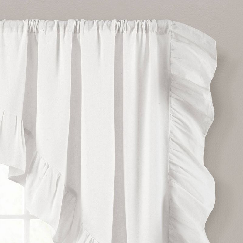 2pk 34&#34;x38&#34; Linen Ruffle Curtain Panels White - Lush D&#233;cor, 3 of 7