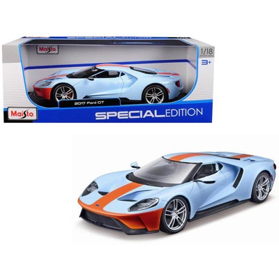 2017 Ford GT Blue with Orange Stripe Special Edition 1/18 Diecast Model  Car by Maisto