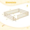 Costway Full Size Floor Bed with Full Length Safety Guardrails & Door for Boys, Girls Pink/Mint Sky/Icy Aqua/Gray/White/Natural - 3 of 4