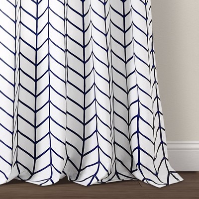 Navy and White Chevron Geo Window Curtain Panels Set