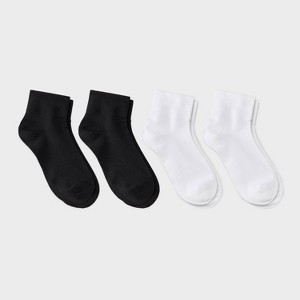 Women's Ultra Smooth Supersoft Fine Gauge Knit 4pk Ankle Socks - Auden™ Black/White 4-10: Non-Binding Cuff, Midweight Fabric - 1 of 3