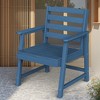PDTEND Single Patio Dining Chair, Oversized All-Weather Seat with Armrests, Imitation Wood Grain Design - 3 of 4