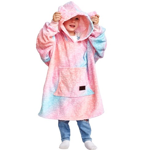 Catalonia Rainbow Cat Wearable Blanket Hoodie For Kids, Fleece