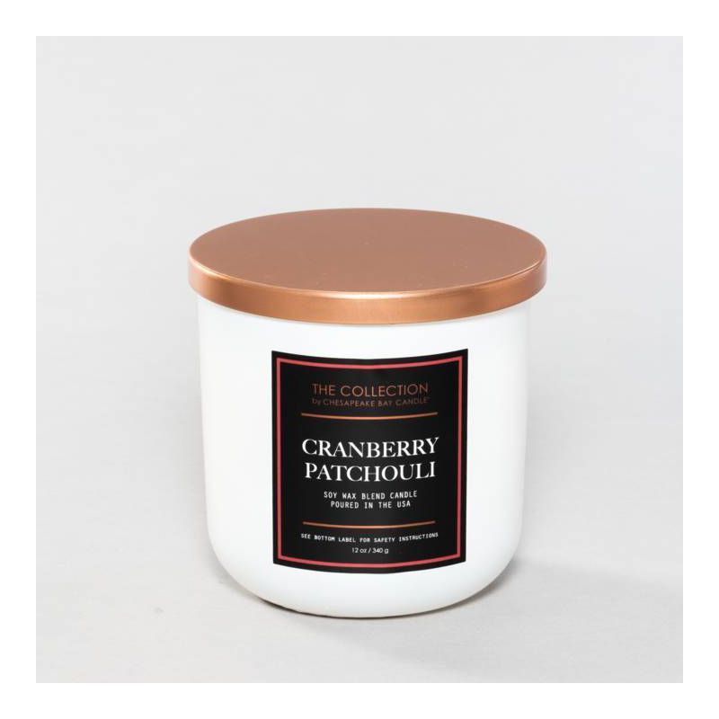 2-Wick White Glass Cranberry Patchouli Lidded Jar Candle 12oz - The Collection by Chesapeake Bay Candle, 1 of 6