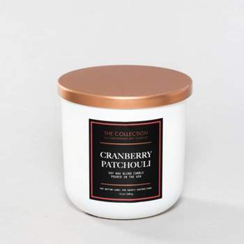 2-Wick White Glass Cranberry Patchouli Lidded Jar Candle 12oz - The Collection by Chesapeake Bay Candle