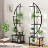 6 Tier Metal Plant Stand, Half Moon Shaped Plant Shelves with Detachable Wheels, Hooks, Ladder Plant Display Racks Holders for Home, Garden, Balcony - 3 of 4