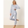 cheibear Women's Star Long Sleeve Printed Lounge Set Sweatshirt Jogger Pants 2 Pcs Pajama Sets - 2 of 4