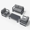 LayinSun 4 Pieces Aluminum Outdoor Patio Furniture Set, Metal Modern Conversation Sofa Set with Coffee Table and Washable Thick Cushions - 2 of 4