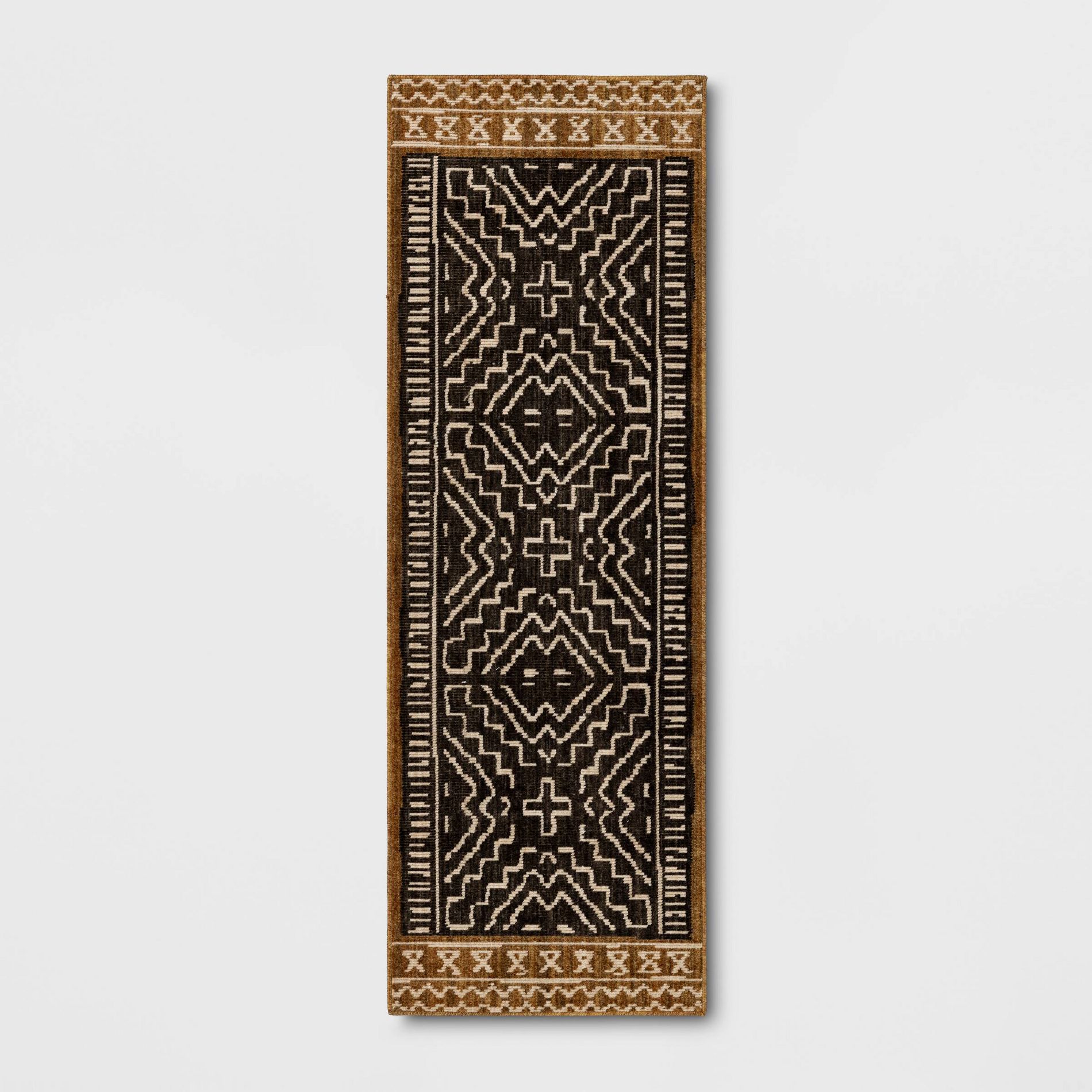 2'4"x7' Global Washable Runner Rug Black/Tan - Threshold™