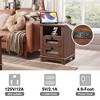 OKD 18'' Nightstand with Charging Station & 2 Drawers, Square End Table - 4 of 4