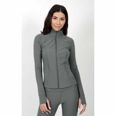 Best Deal for 90 Degree By Reflex Womens High Neck Slim Fit Ribbed Zip Up