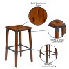 Emma and Oliver 4 Pack Commercial Grade Rustic Walnut Industrial Style Backless Wood Barstool - 3 of 4